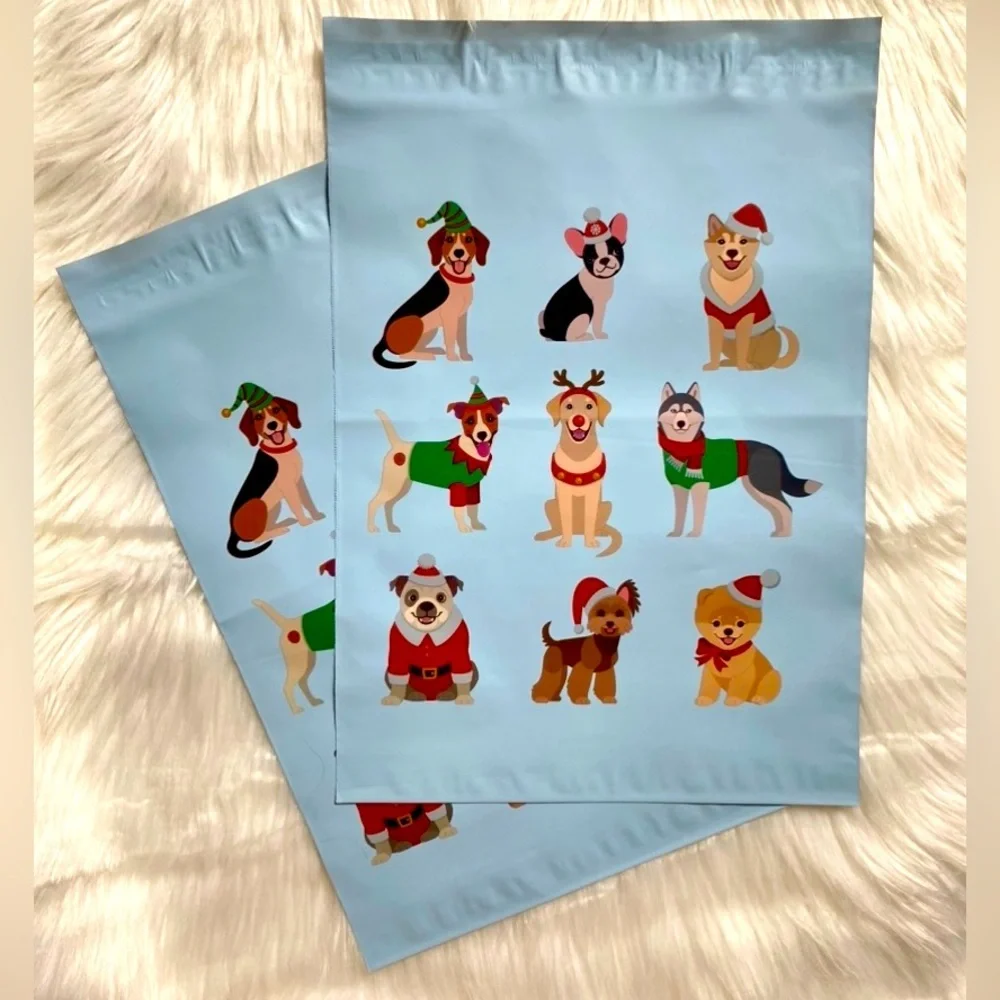 100 10x13 Christmas Dogs Poly Mailers